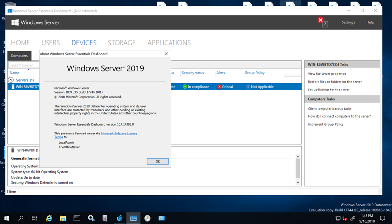 windows Server 2019 Essentials